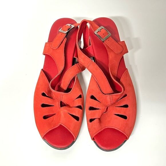 Arche Open Toe Slingback Wedge Red Sandals Size 40 - Picture 3 of 13